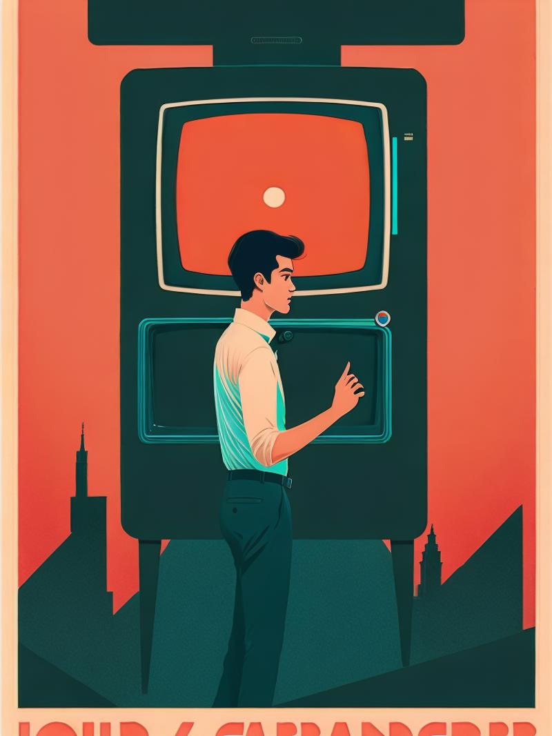 00772-2178526601-a poster of a man standing in front of an old fashioned tv with a clock on it by Olly Moss.png